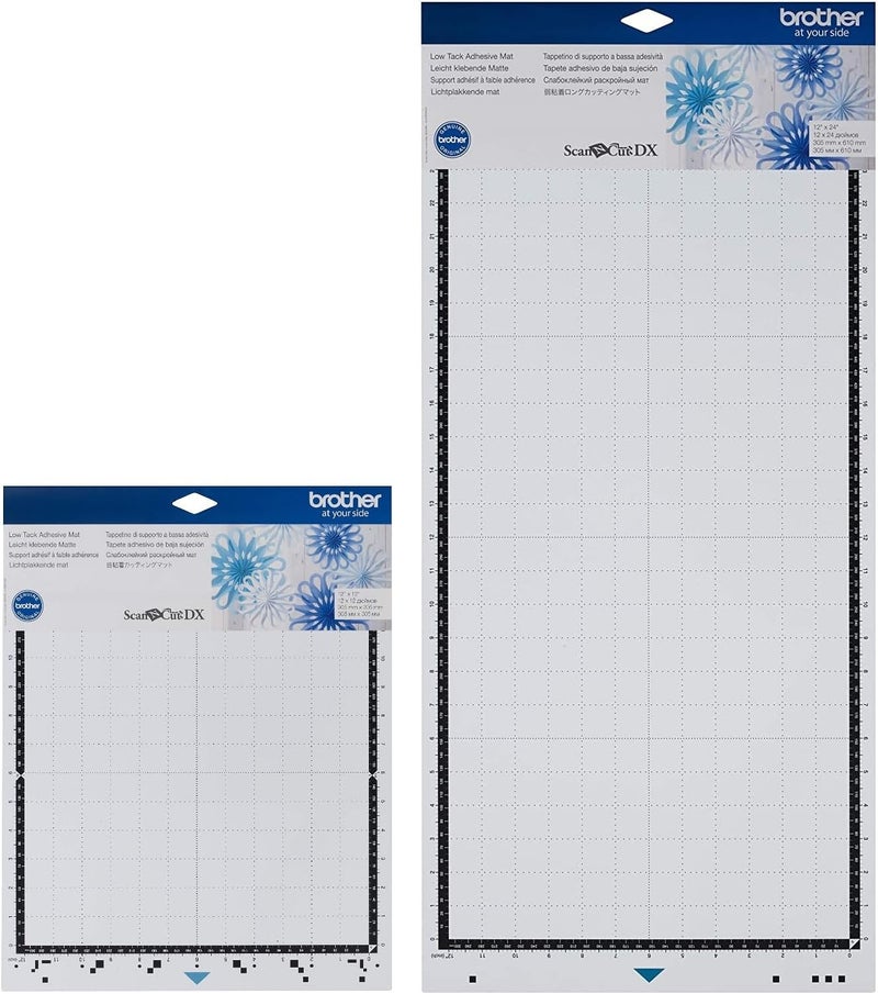 brother ScanNCut DX Low Tack Adhesive Mat 2-Pack, 12" x 12" and 12" x 24", for Thin and Delicate Materials - Image 1